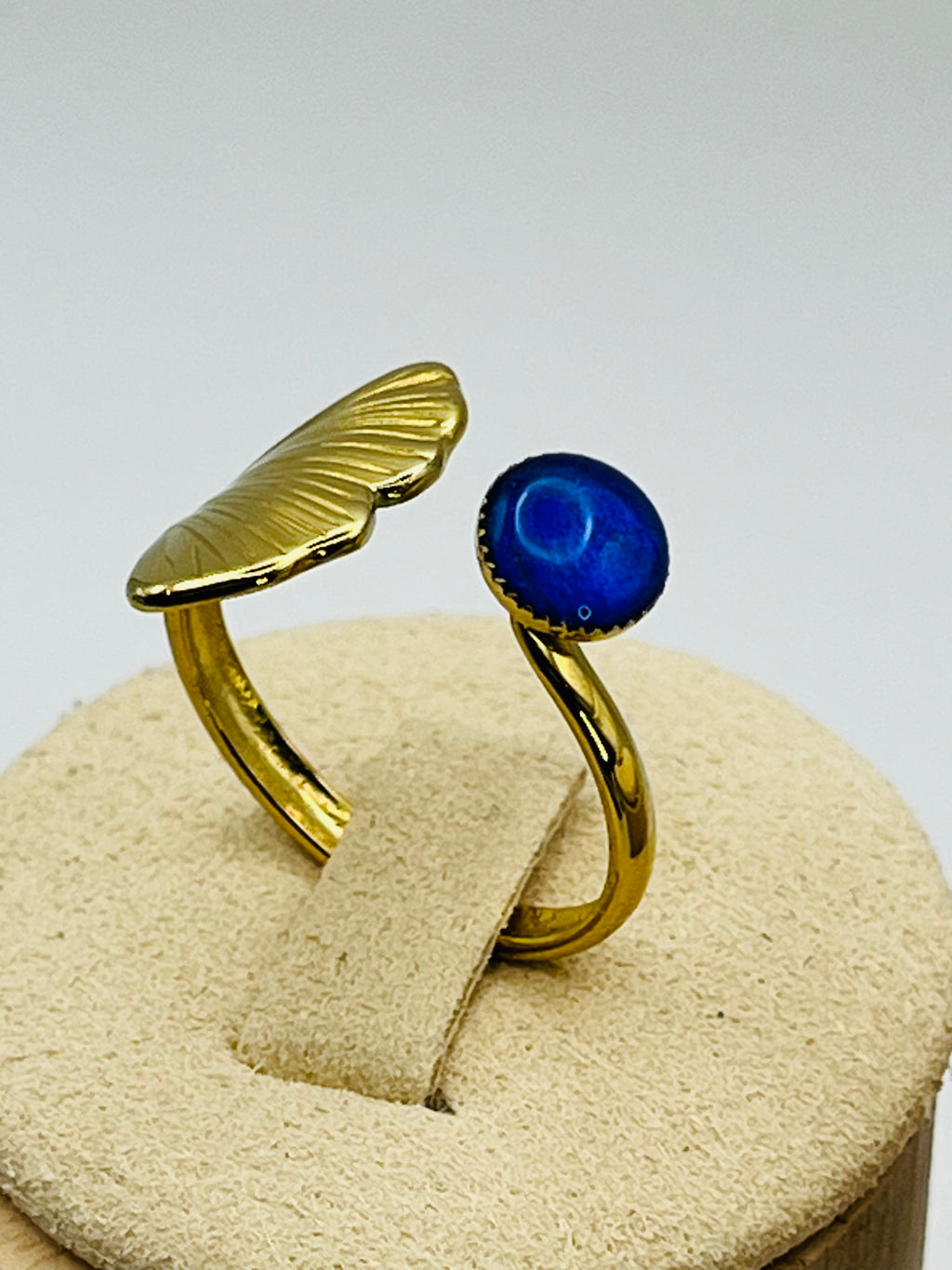 Bague ginkgo bleue
