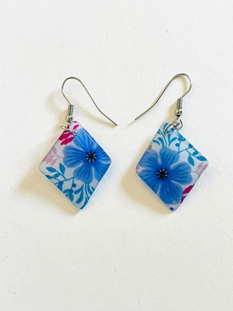 Boucles d'oreilles Lauriane résine et tissus - Facette by Nat