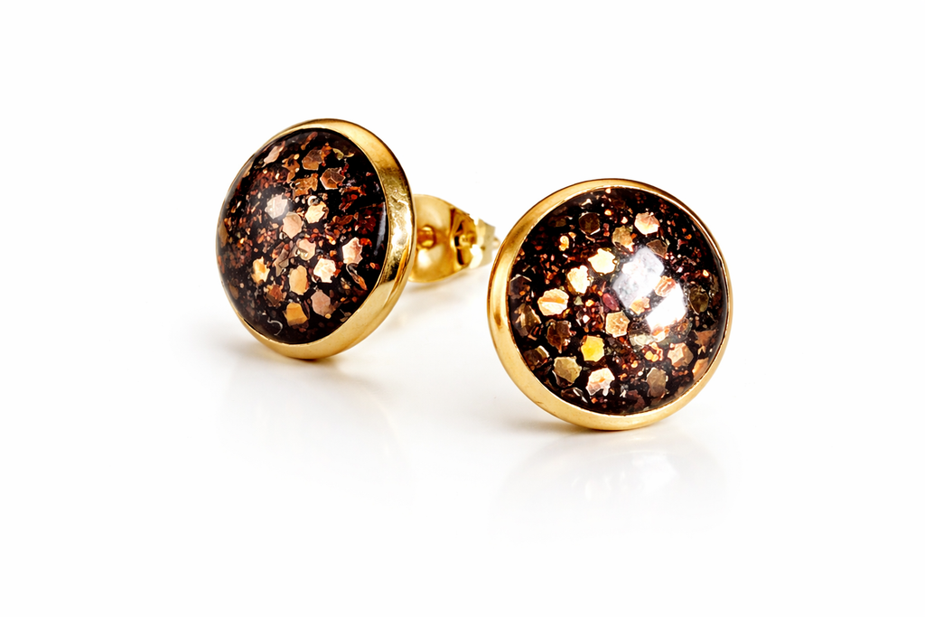 Boucles d'oreilles Céline tissu et résine - Facette by Nat