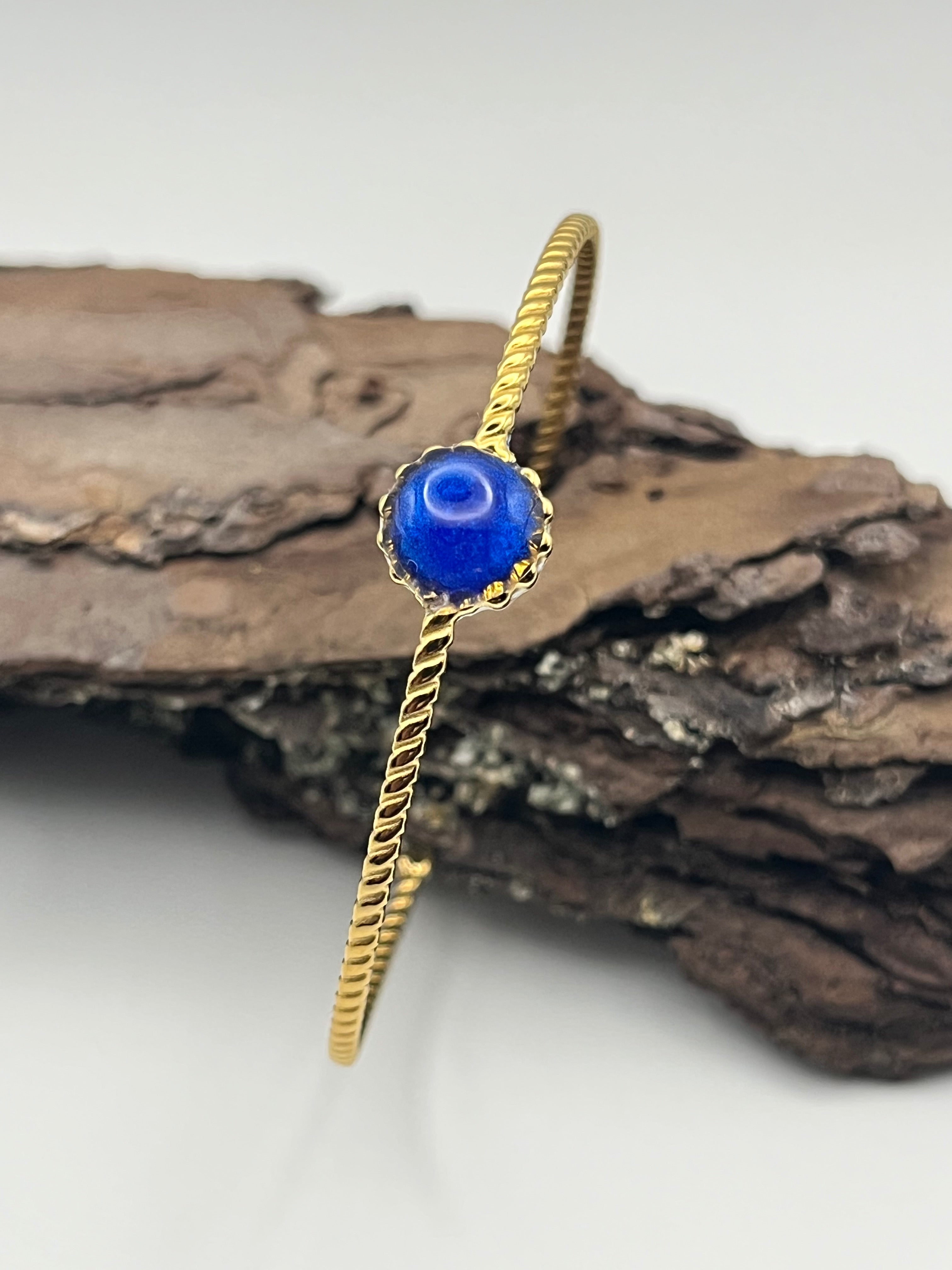 Bracelet jonc bleu profond