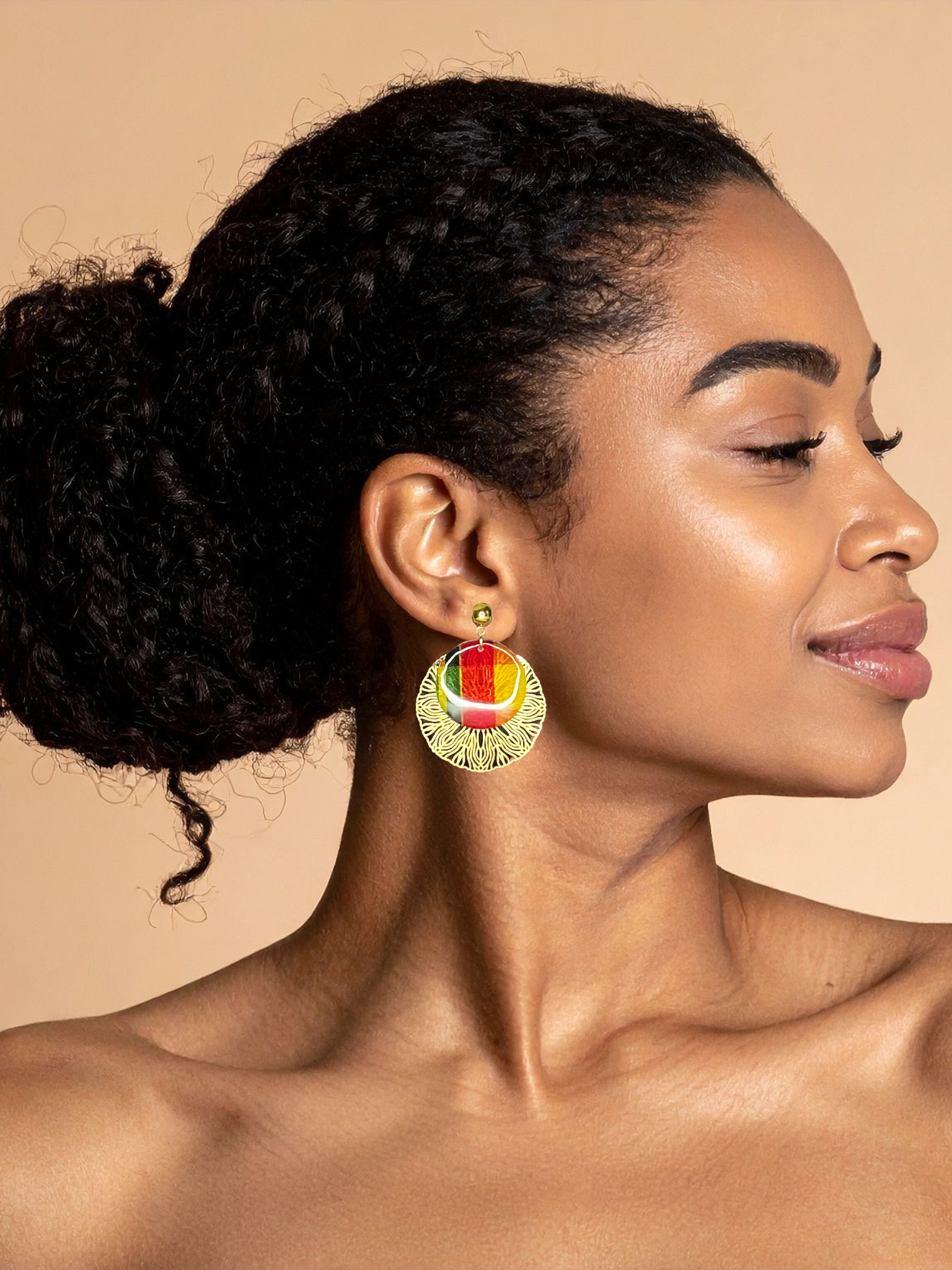 Boucles d’oreilles madras rouge