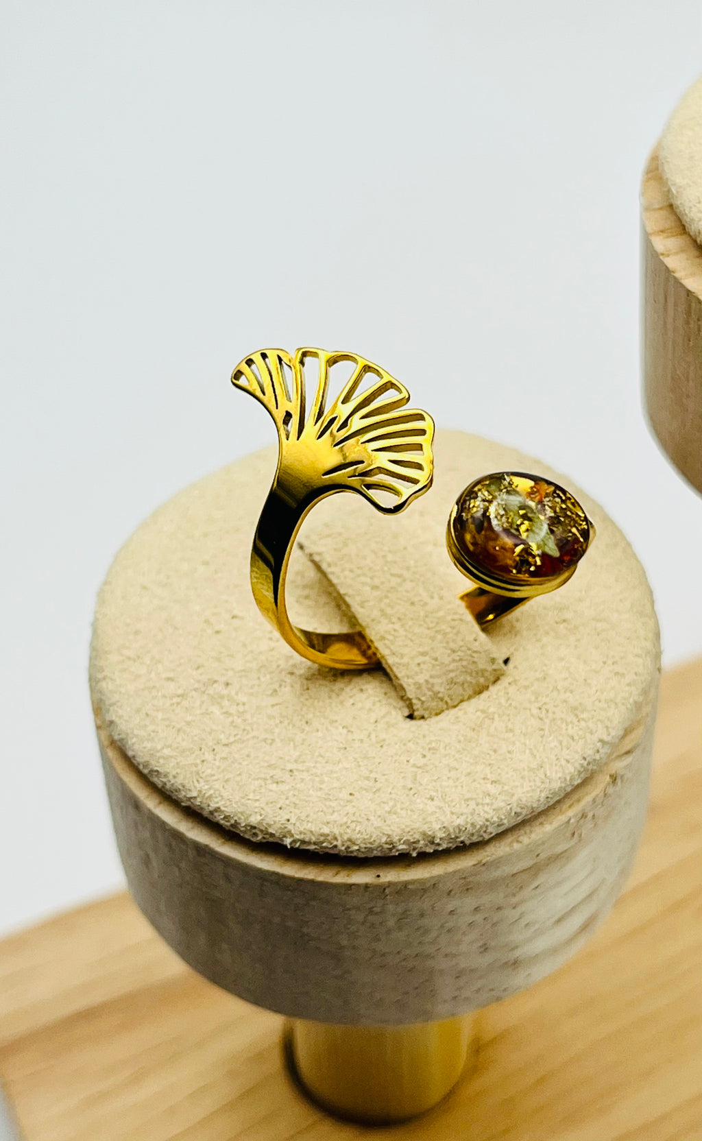 Bague ginkgo fleurie