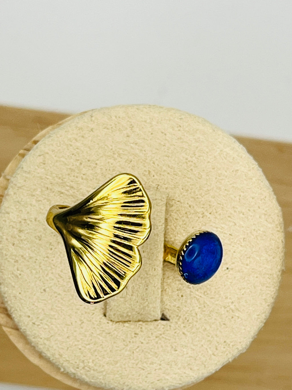 Bague ginkgo bleue