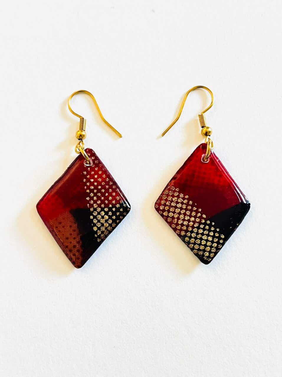 Boucles d'oreilles Agathe résine et tissus - Facette by Nat