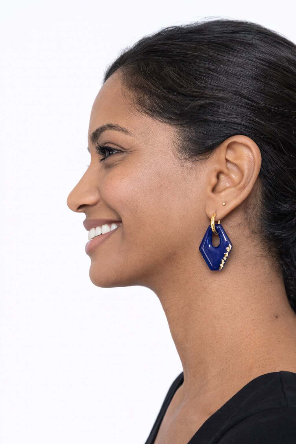 Boucles d'oreilles Mila résine et tissus - Facette by Nat