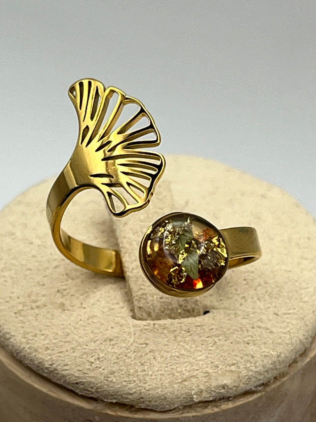 Bague ginkgo fleurie