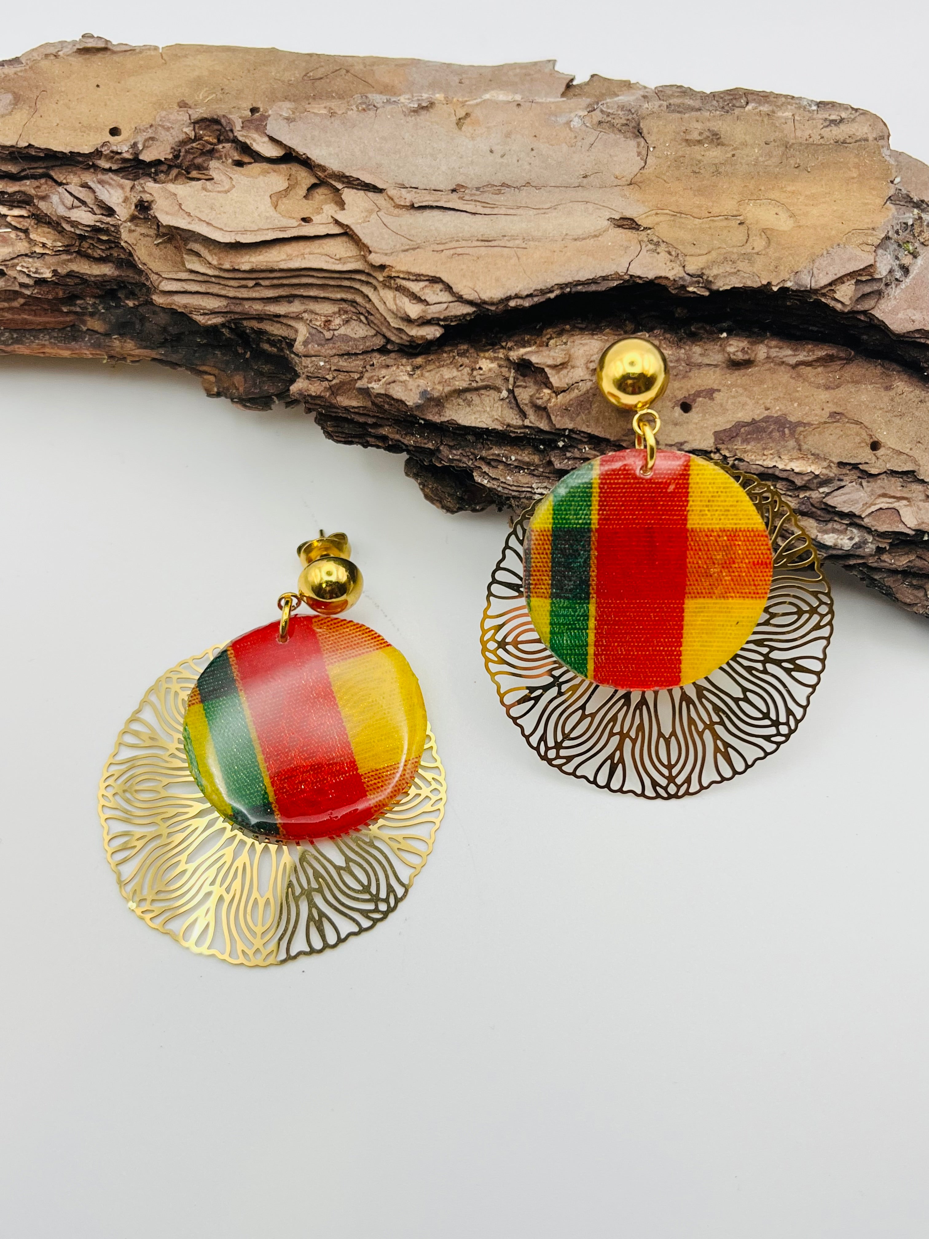 Boucles d’oreilles madras rouge