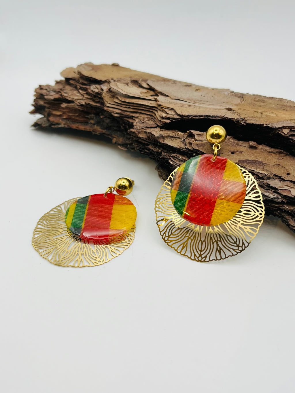 Boucles d’oreilles madras rouge