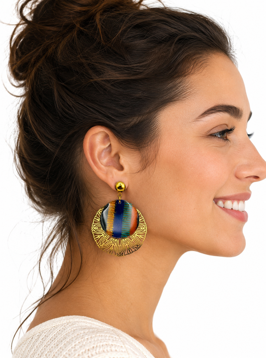 Boucles d'oreilles Marie – bijou artisanal fait main, pièce unique Facette by Nat Strasbourg