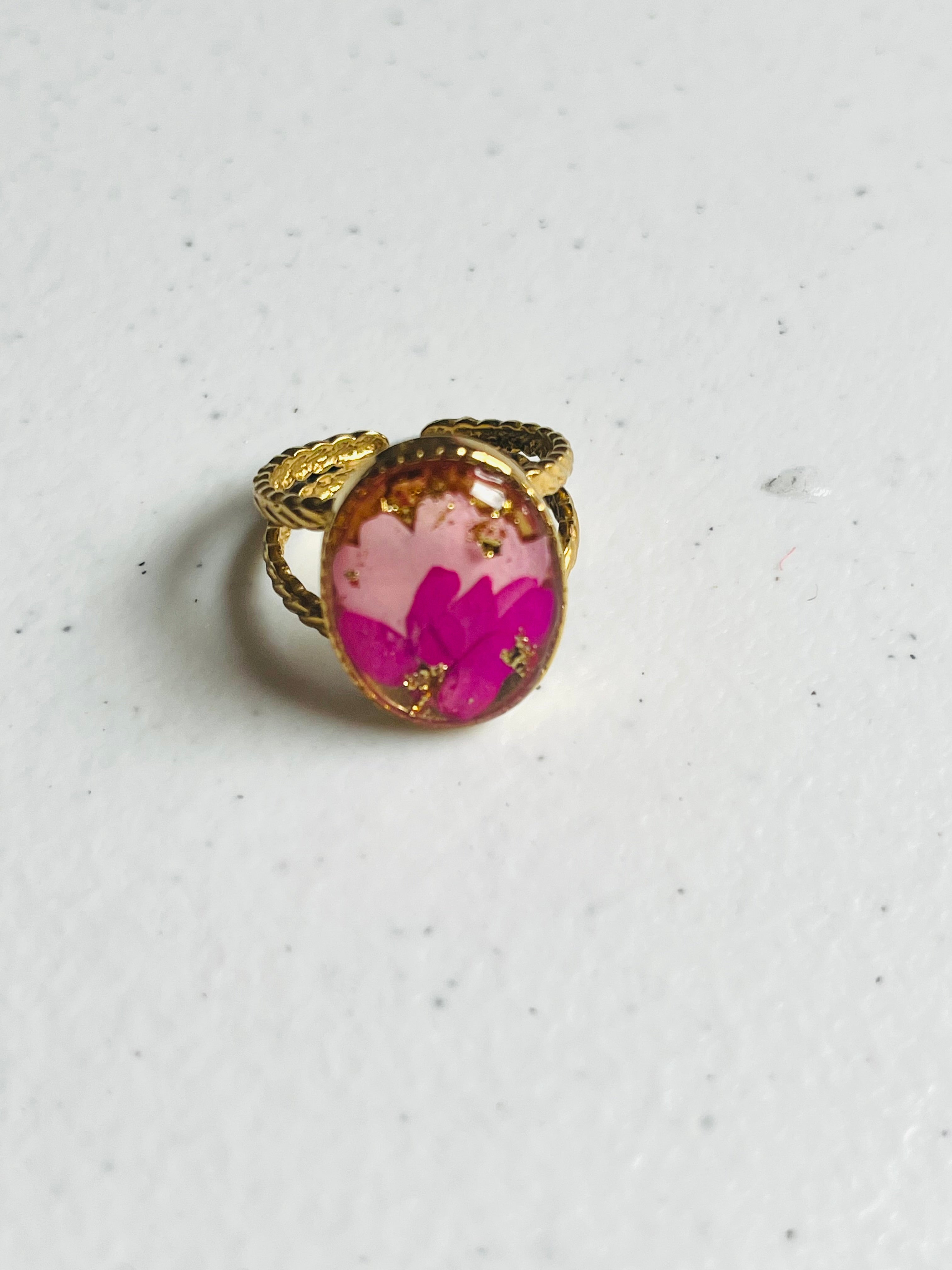 Bague Fleurs Séchées Rose