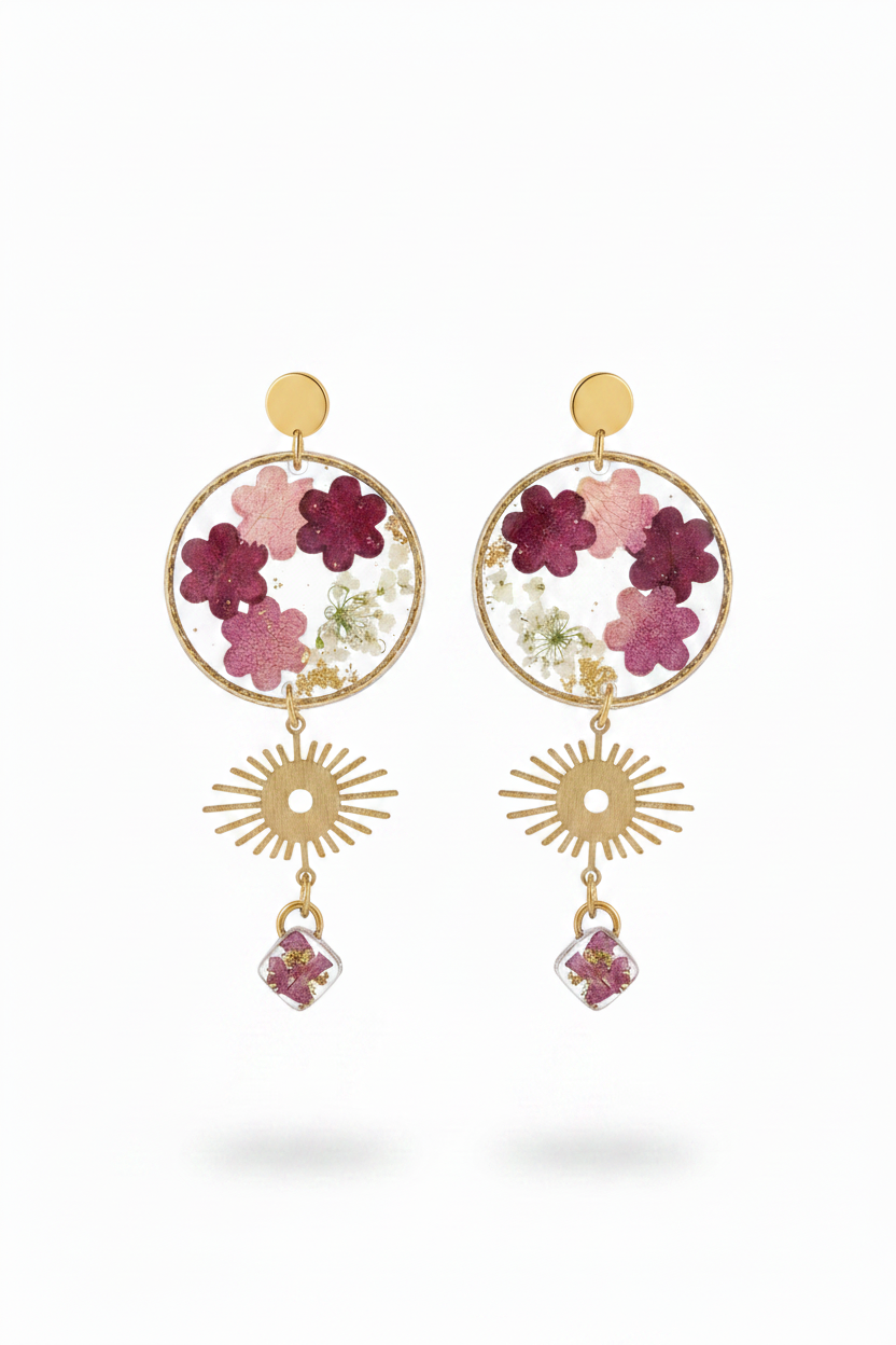 Boucles d'oreilles puces rondes en lévitation