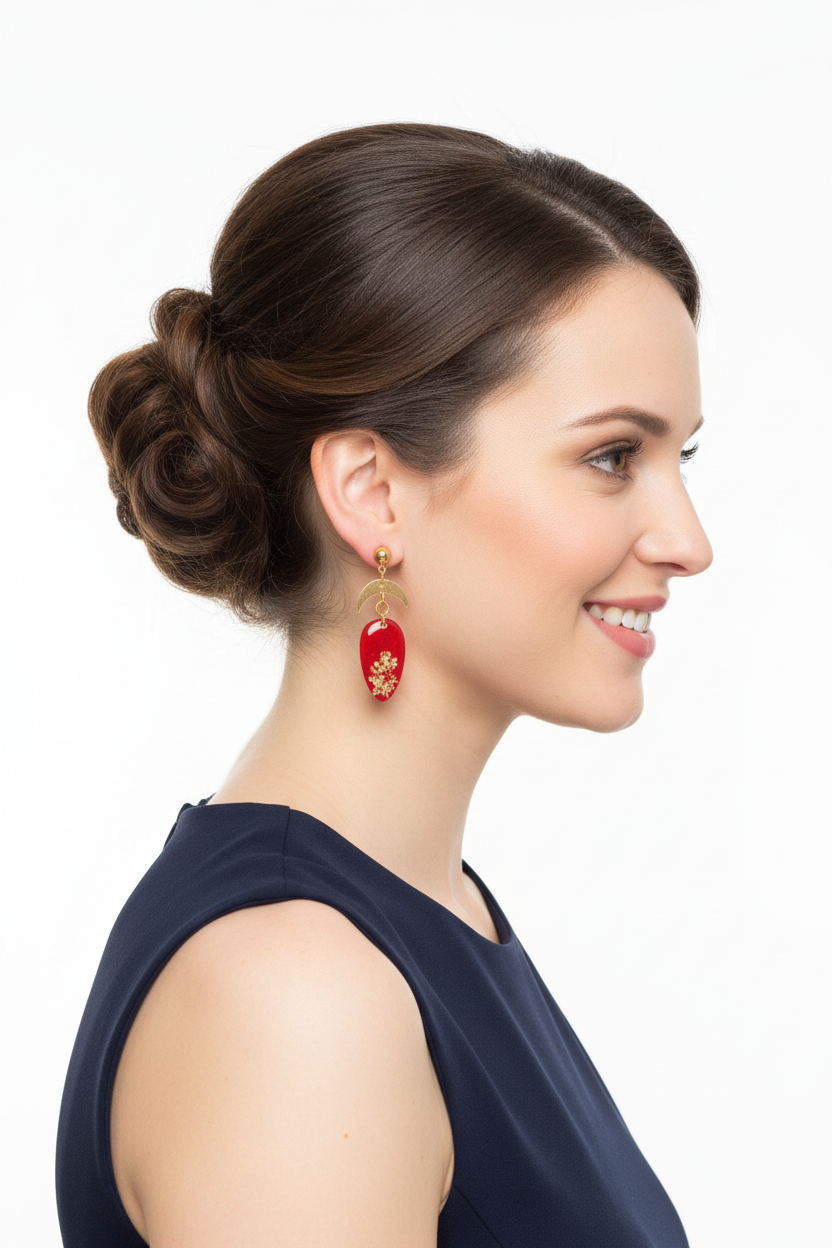 Boucles d'oreilles sublimées - femme blanche
