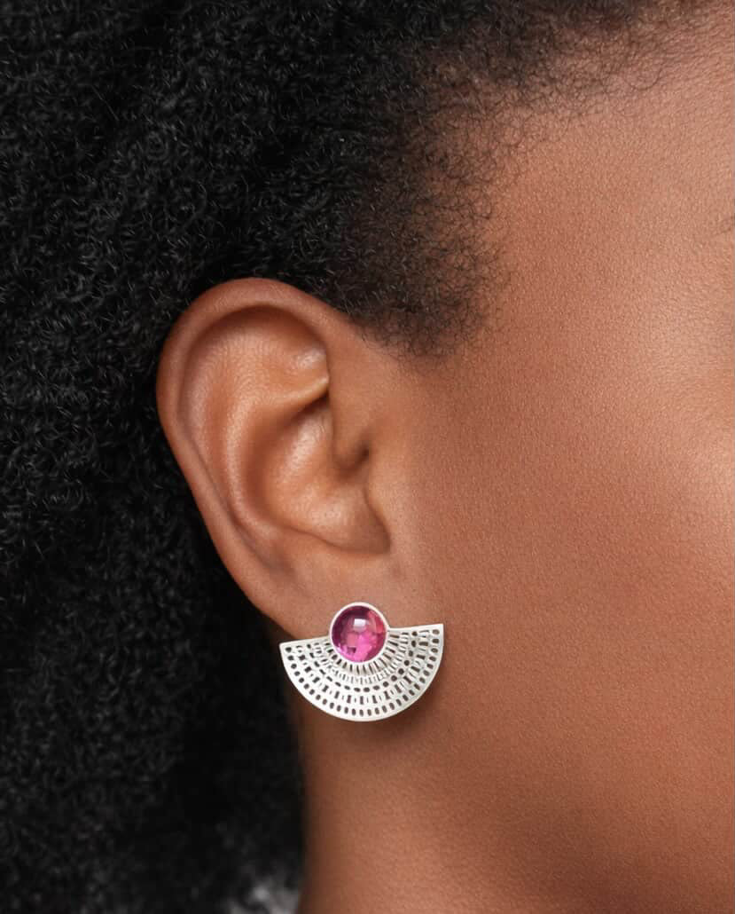Boucles d'oreilles Salie résine et tissus - Facette by Nat