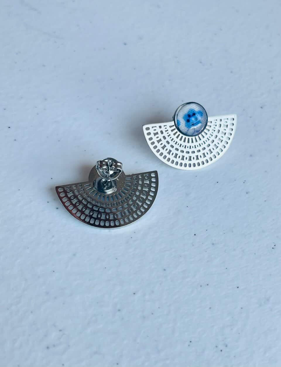 Boucles d'oreilles Soline résine et tissu - Facette by Nat