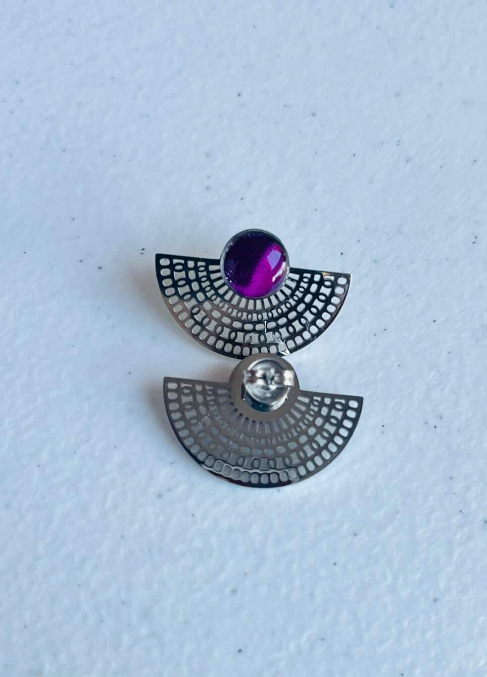 Boucles d'oreilles Salie résine et tissus - Facette by Nat